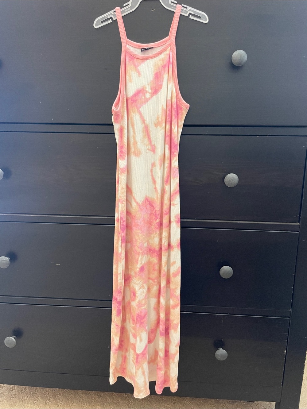 Girls' Pink Tie-Dye Tank Maxi Dress - Casual Summer Style